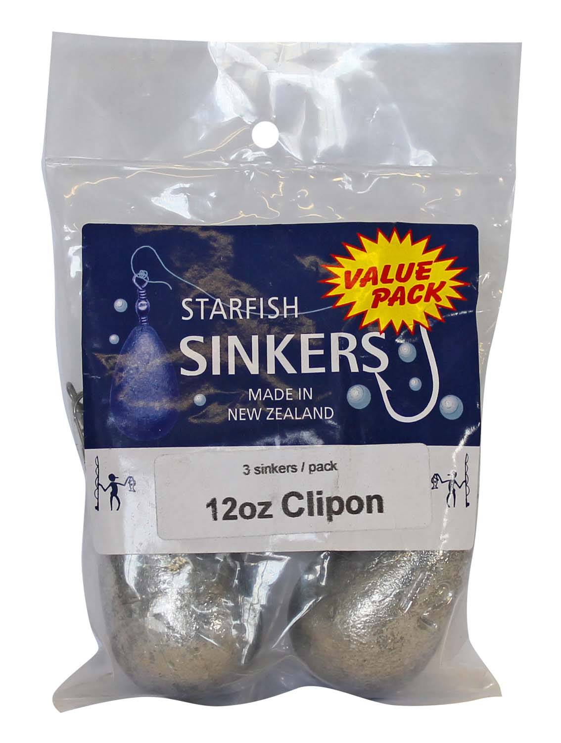 Starfish Clipon Sinker Value Pack 12oz (3 per pack) - Action Outdoors Kiwi