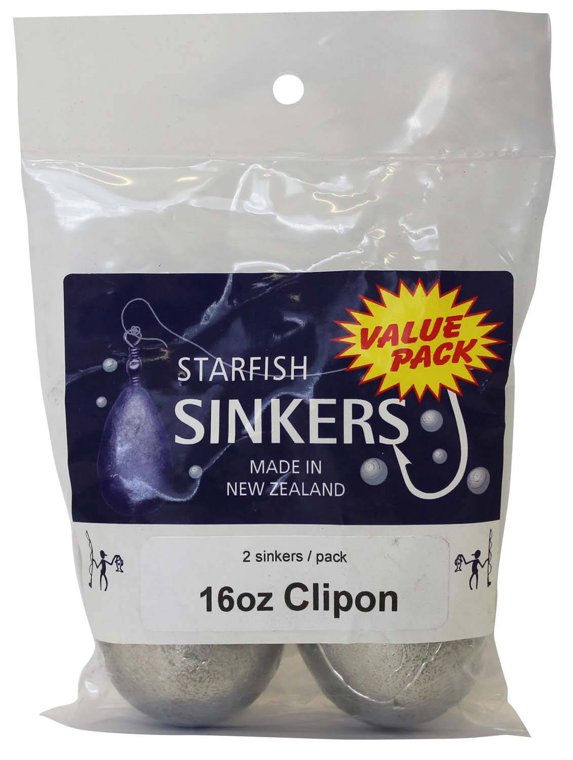 Starfish Clipon Sinker Value Pack 16oz (2 per pack) - Action Outdoors Kiwi