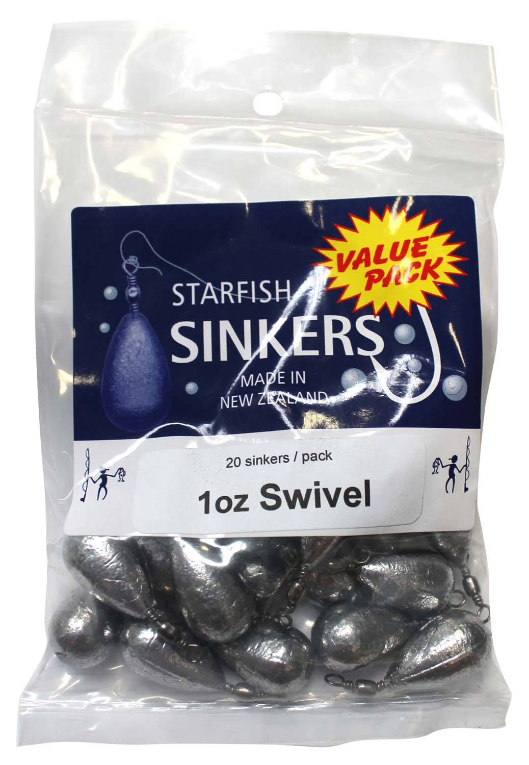 Starfish Clipon Sinker Value Pack 1oz (20 per pack) - Action Outdoors Kiwi