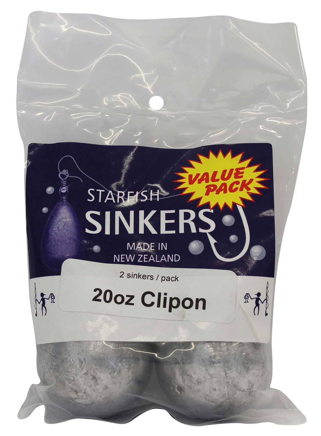 Starfish Clipon Sinker Value Pack 20oz (2 per pack) - Action Outdoors Kiwi