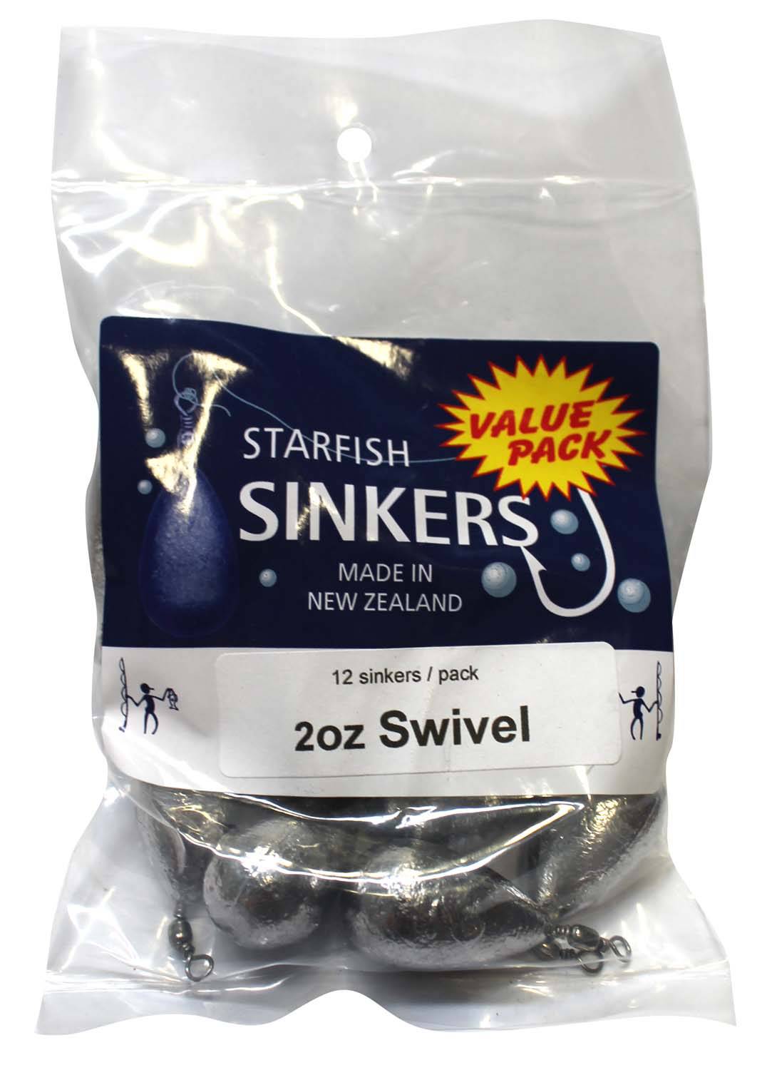 Starfish Clipon Sinker Value Pack 2oz (12 per pack) - Action Outdoors Kiwi