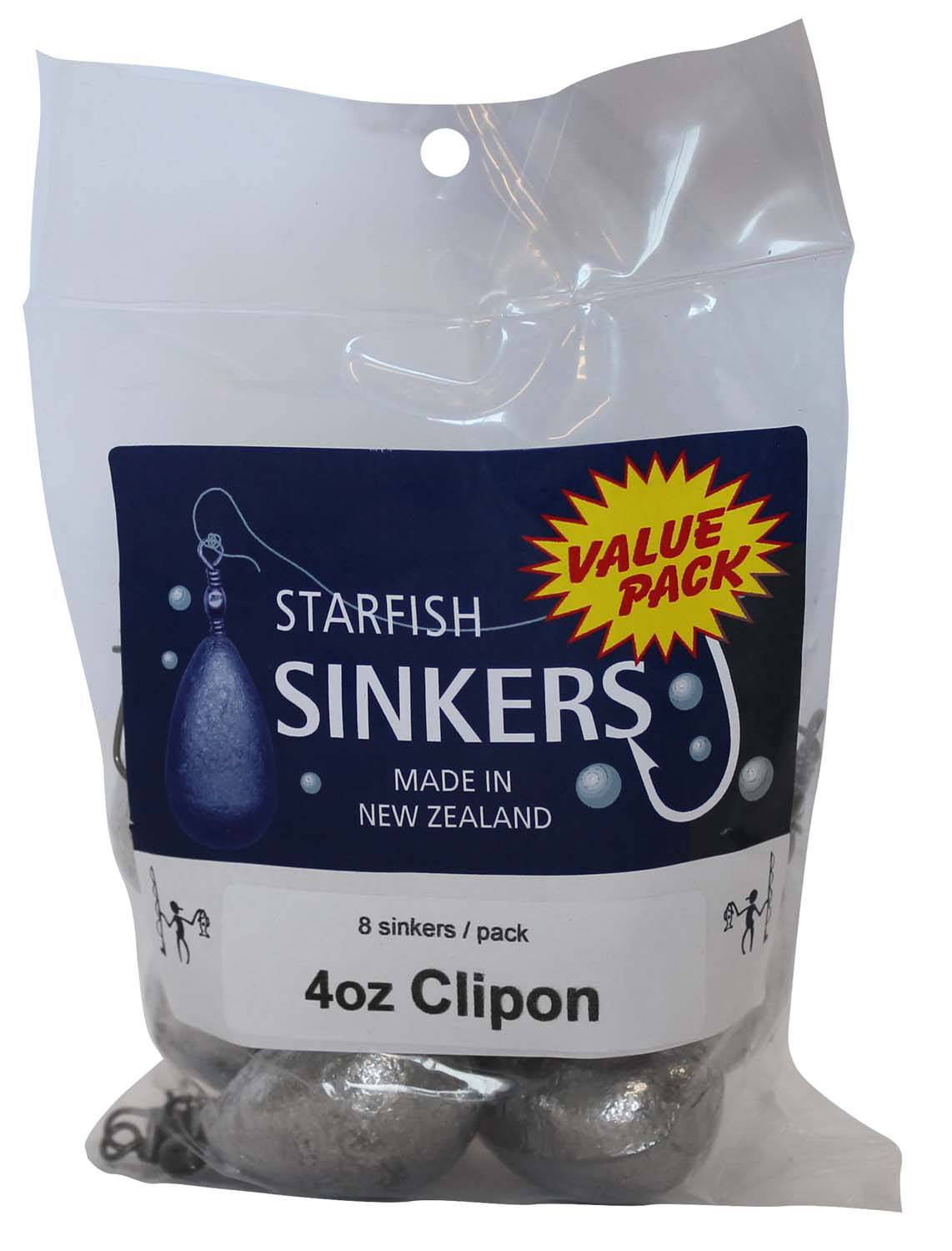 Starfish Clipon Sinker Value Pack 4oz (8 per pack) - Action Outdoors Kiwi