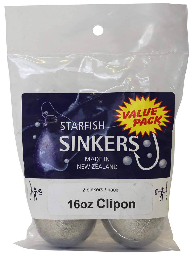 Starfish Clipon Sinker Value Pack 16oz (2 per pack) featuring clip on sinkers for versatile fishing.