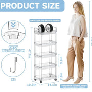 g8buynz 5 Tier Acrylic Clear Rolling Storage Cart on Wheels Rolling Utility carts Organization Cart 5 Tier Acrylic Clear Rolling Storage Cart on Wheels Rolling Utility carts Organization Cart