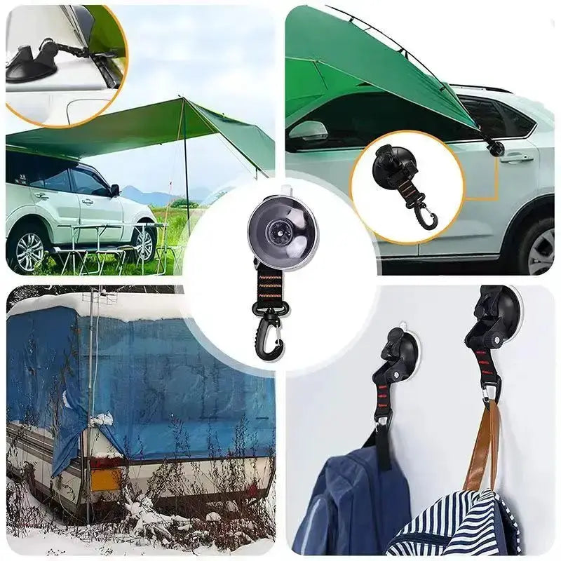 Heavy-Duty Car Suction Cup Anchor with Hook & Carabiner by Habicare