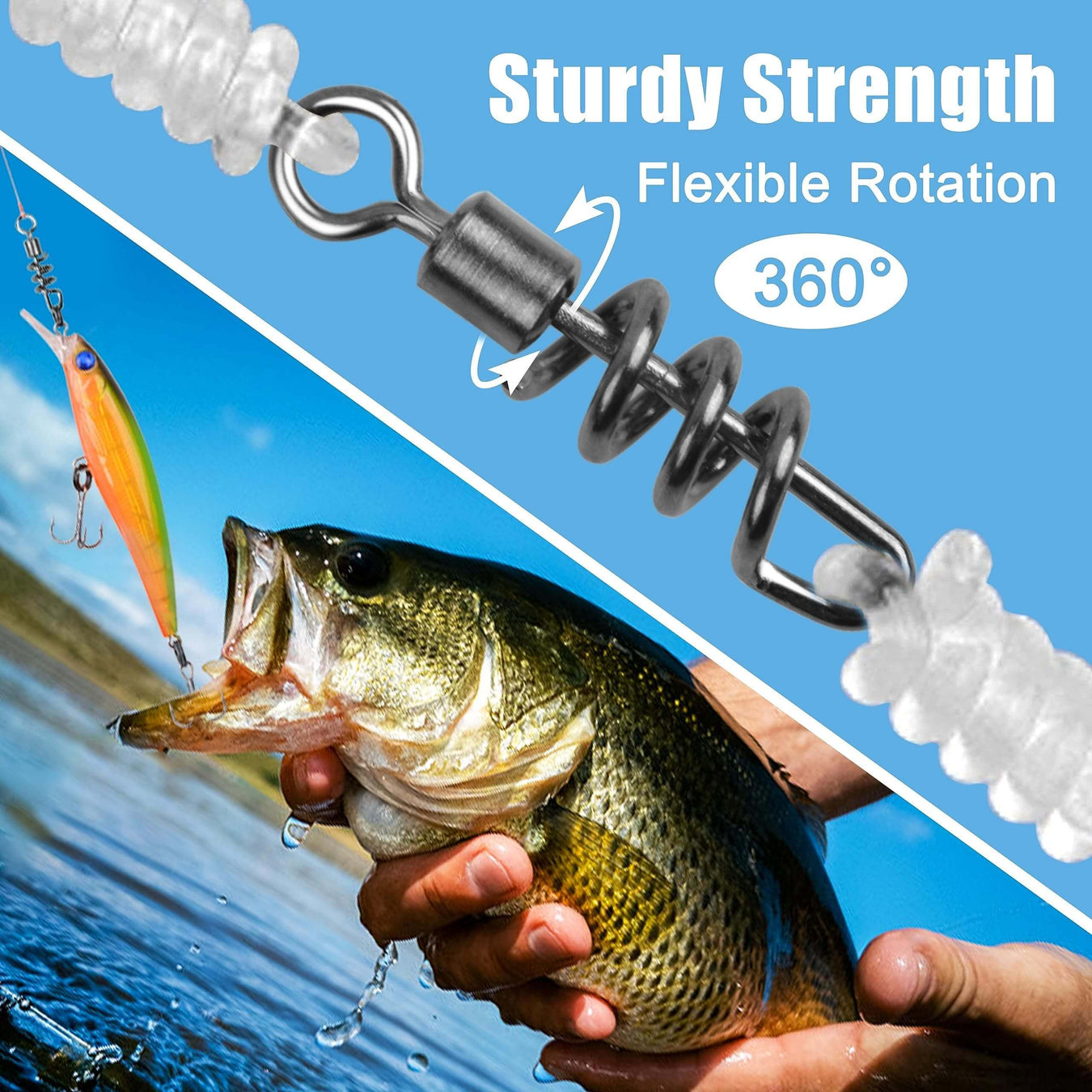 Action Outdoors Swivel Coastlock 5PCS Fishing Corkscrew Swivel Snaps Stainless Steel Heavy Duty