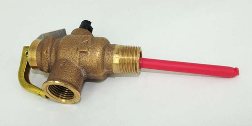 Suburban Water Pressure Relief Valve ½" Thread - 240/Gas showing brass construction and red lever.