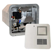 Suburban 20.3ltr Gas W/heater Kit (Blackdoor) Incl. water heater showing internal components and outer door.