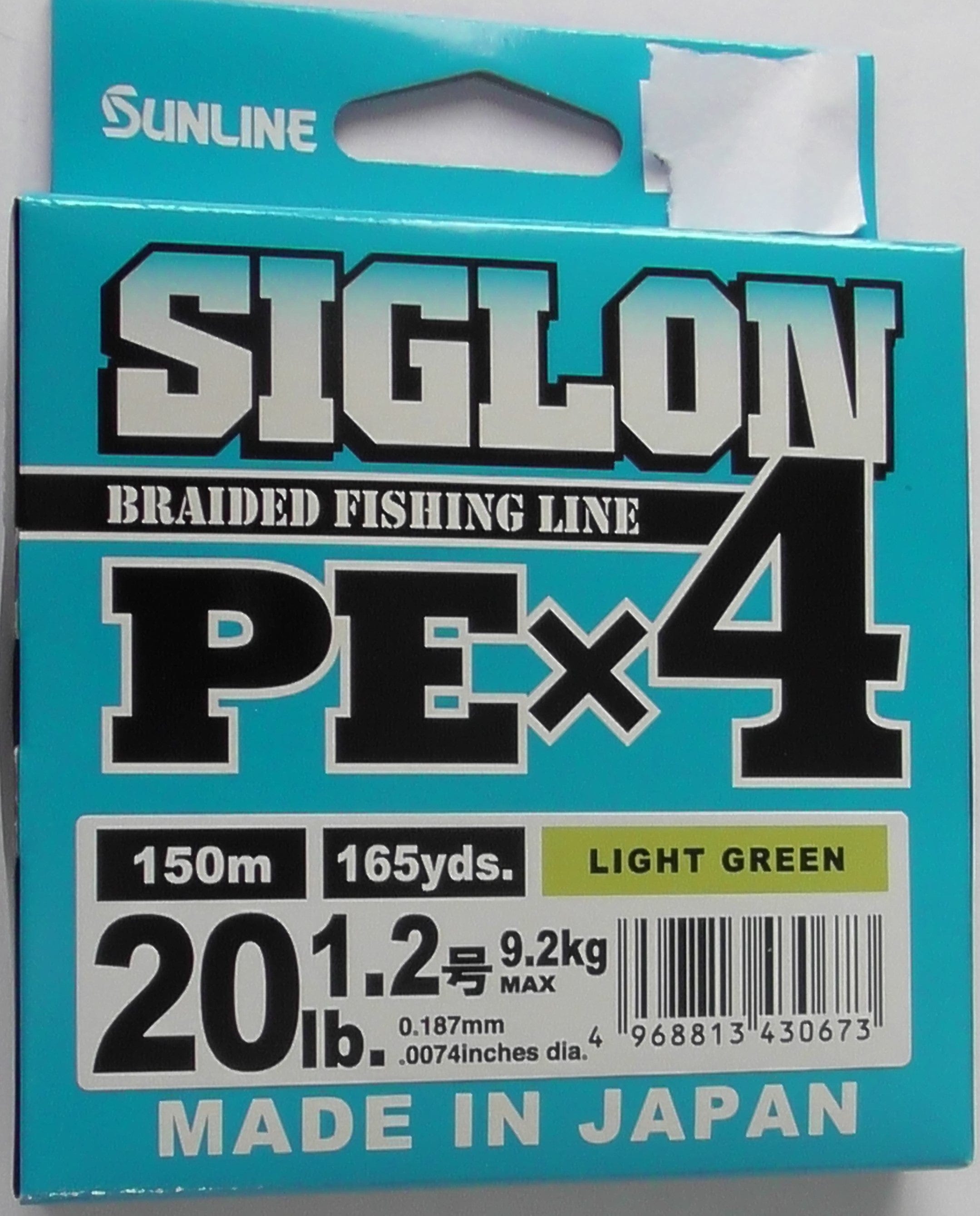 Sunline Fishing Braid Sunline Siglon PEX4 Light Green #1.2 150m 20lb Sunline Siglon PEX4 Braid Fishing Line