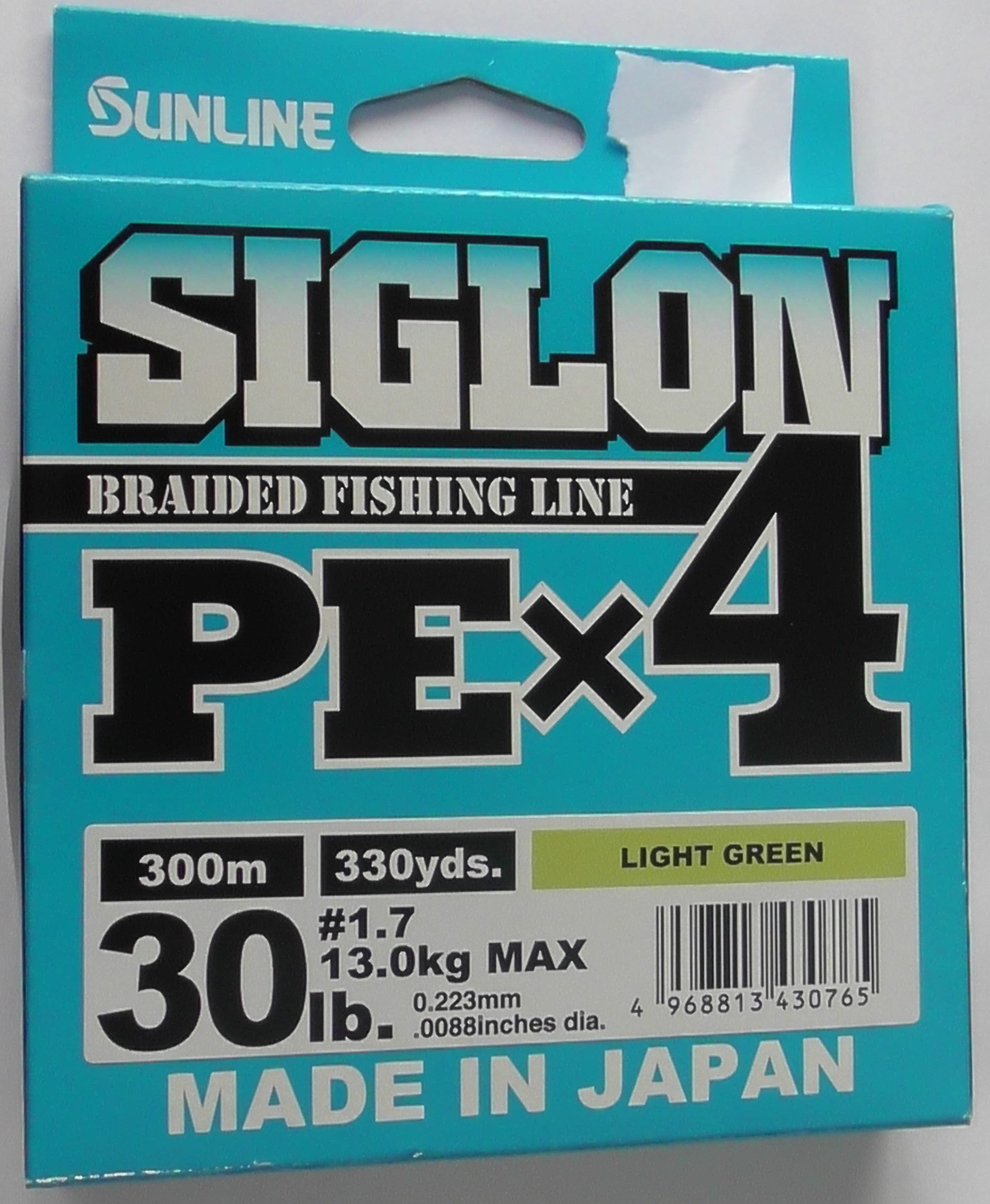 Sunline Fishing Braid Sunline Siglon PEX4 Light Green #1.7 300m 30lb Sunline Siglon PEX4 Braid Fishing Line