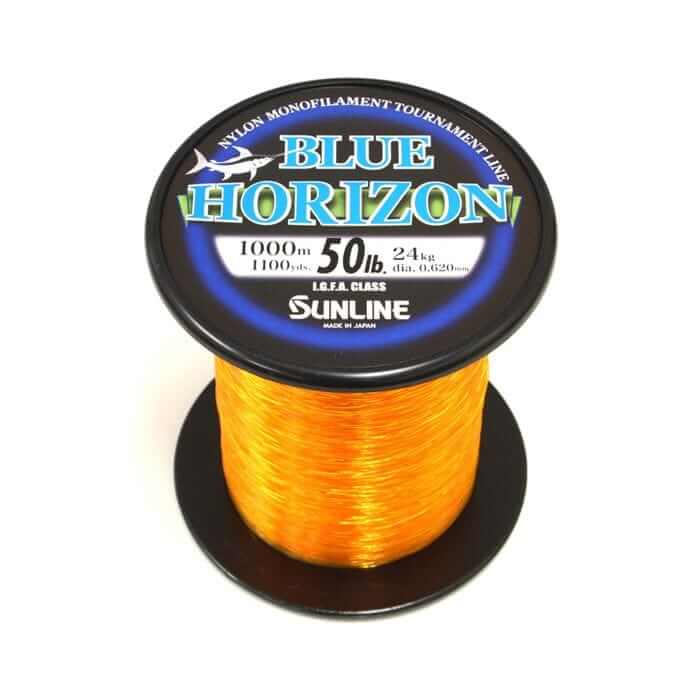 Sunline Blue Horizon 1000m IGFA 24kg fishing line on spool, made in Japan, high-performance monofilament.