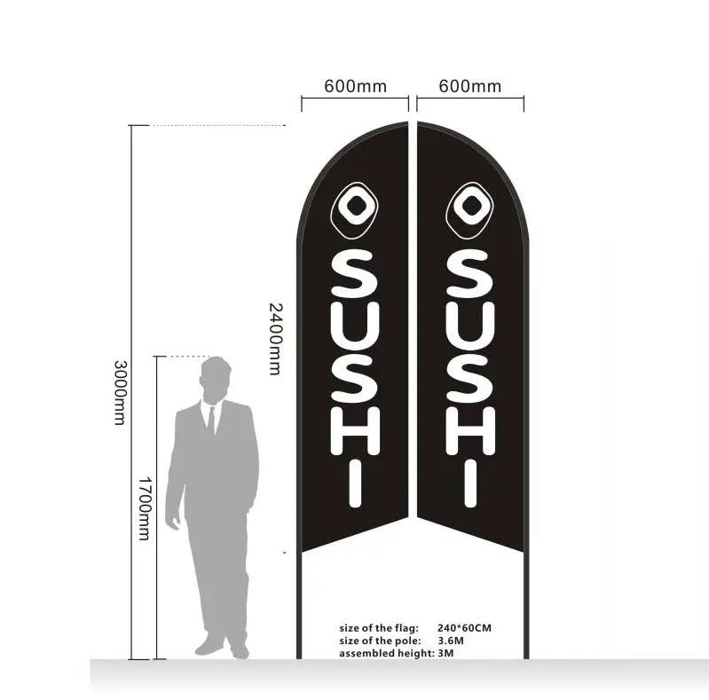 'SUSHI' 3.4m Ground Drill/SET Commercial Feather Banner Flag by dealonline.co.nz