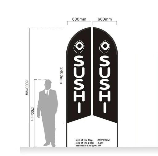 'SUSHI' 3.4m Ground Drill/SET Commercial Feather Banner Flag by dealonline.co.nz