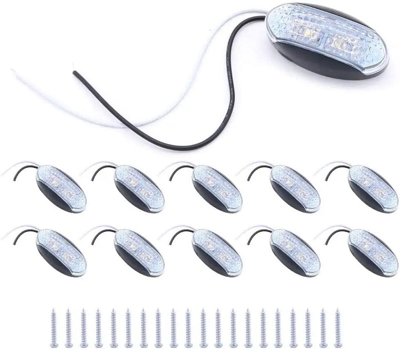 10 x Side Marker Lights White Trailer Truck by salelink.co.nz