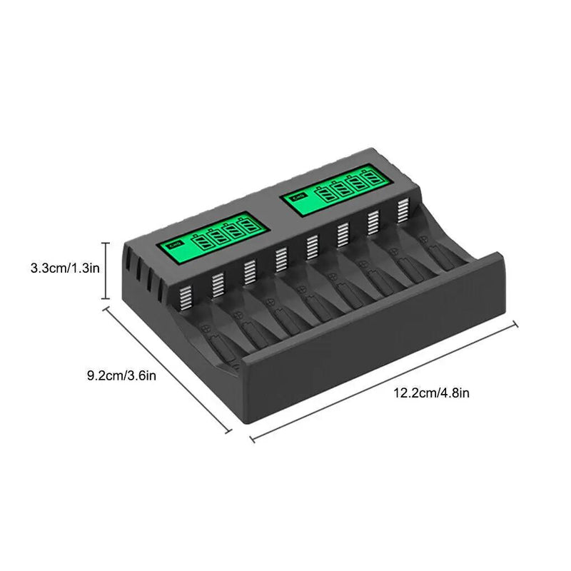 8 Slot Smart Battery Charger for AA/AAA Rechargeable Batteries LCD Display by salelink.co.nz