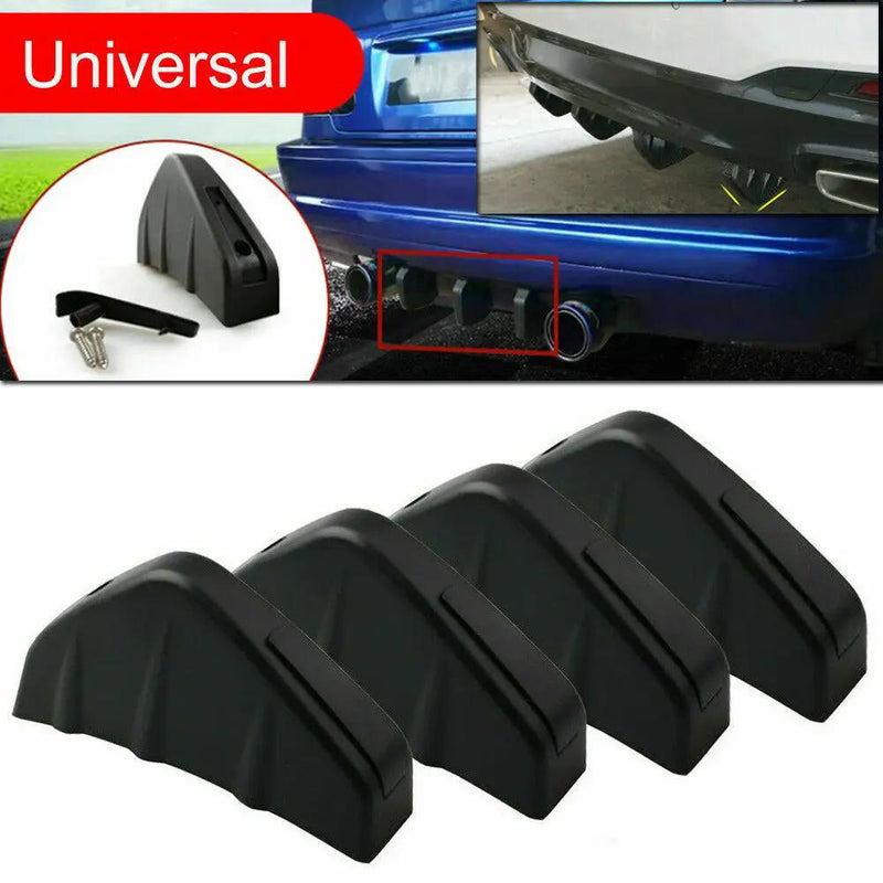 Universal Black Rear Bumper 4 Shark Fins Spoiler Wing Lip Diffuser Modified Kits by salelink.co.nz