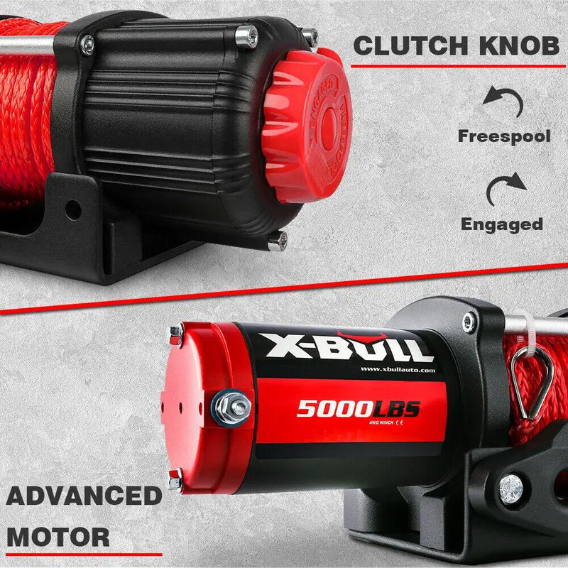 X-BULL 5000LBS/2268KGS Electric Winch Synthetic Rope Wireless Roof Rack UTV 12V by salelink.co.nz