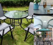 80CM Quality Tempered Glass Round Garden Table by dealonline.co.nz