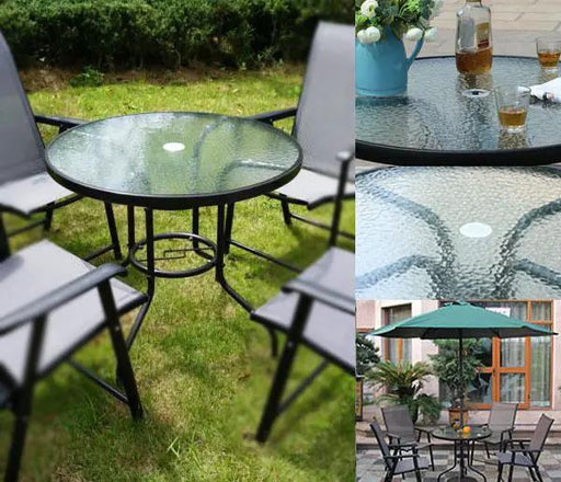 80CM Quality Tempered Glass Round Garden Table by dealonline.co.nz