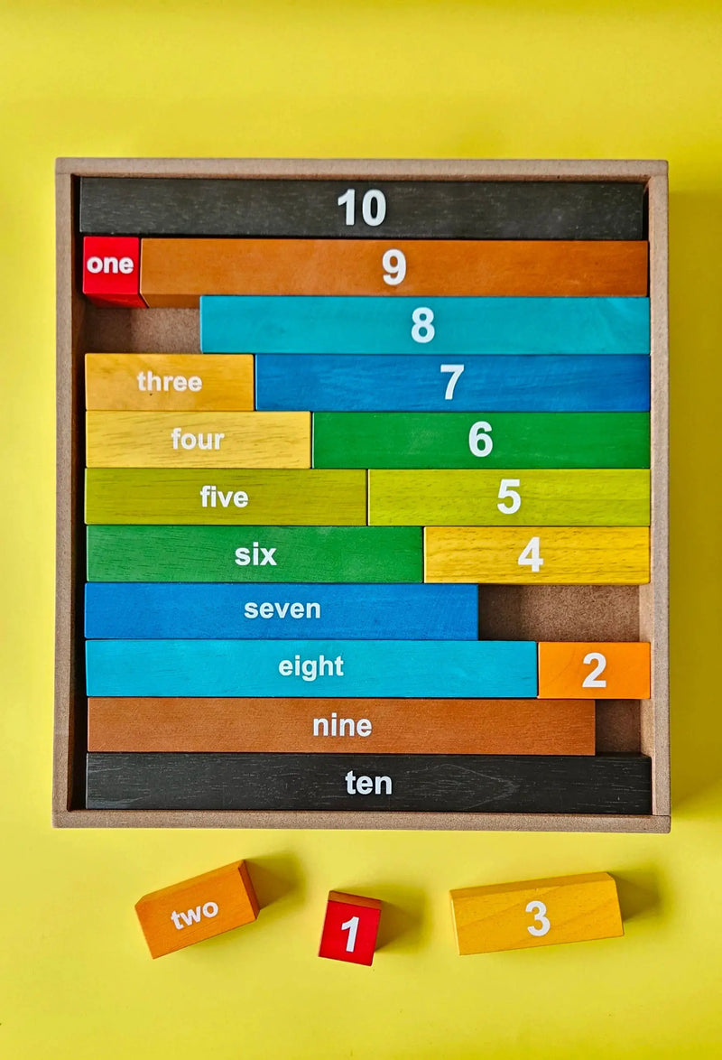 Wooden Montessori Counting Rods - QToys | Numeracy Toy NZ by Curious Moonbeam