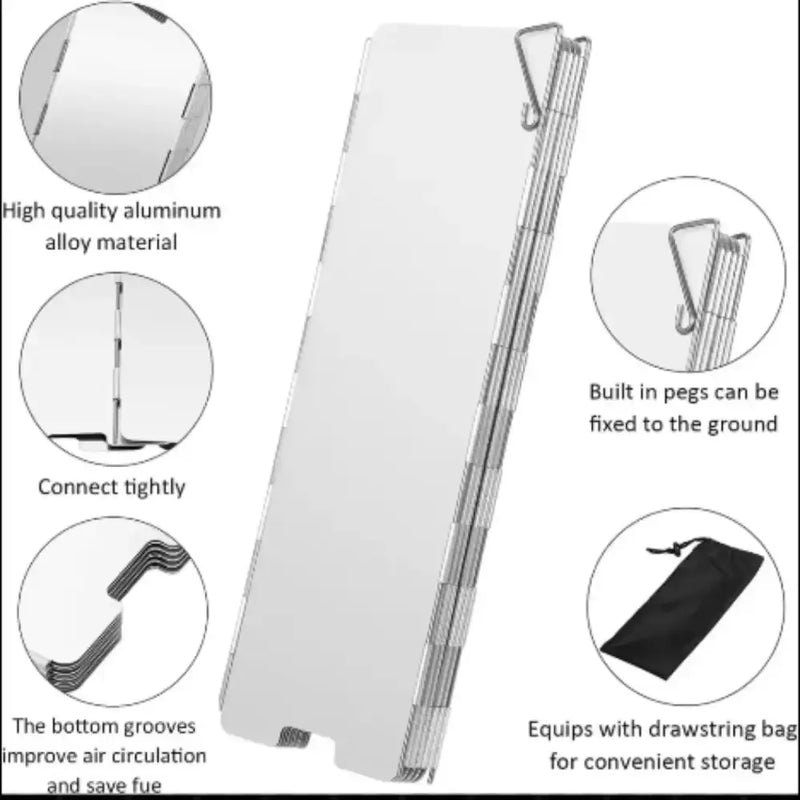 Tall Aluminium Stove Windscreen – Foldable Gas Burner Shield by Habicare
