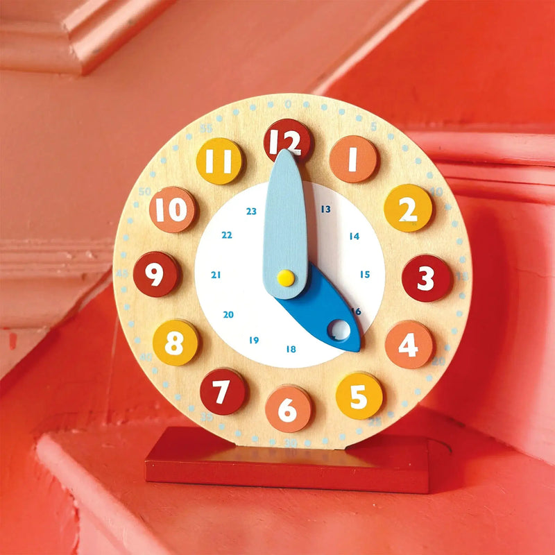 Teaching Clock – Mentari | Wooden Educational Toy NZ by Curious Moonbeam