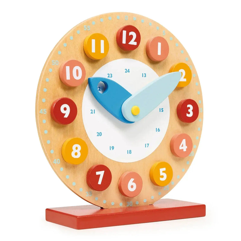 Teaching Clock – Mentari | Wooden Educational Toy NZ by Curious Moonbeam