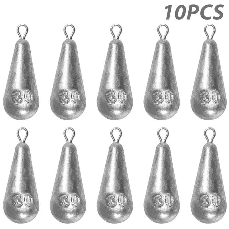 Teardrop Fishing Sinkers – Lead Weights for Bass (10 Sizes) by Habicare