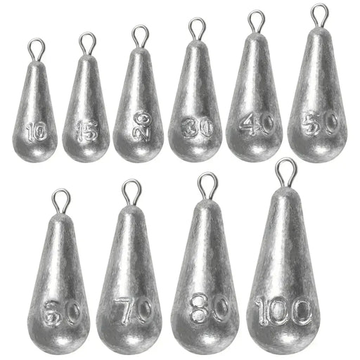 Teardrop Fishing Sinkers – Lead Weights for Bass (10 Sizes) by Habicare