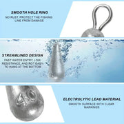 Teardrop Fishing Sinkers – Lead Weights for Bass (10 Sizes) by Habicare