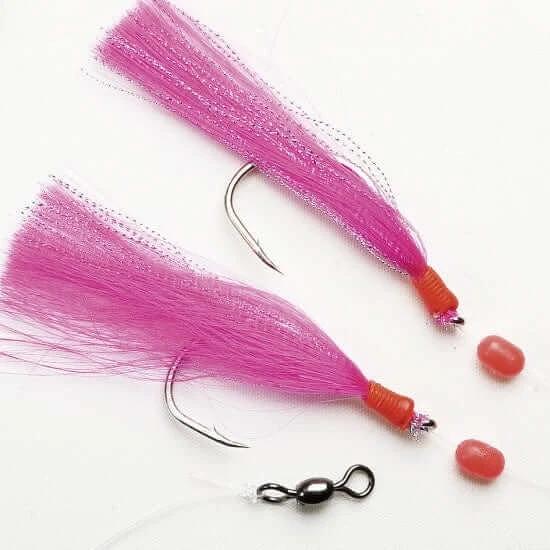 Flasher Rig Big Water Pink 8/0 Hook with pink flash, red beads, and size 8/0 hooks.