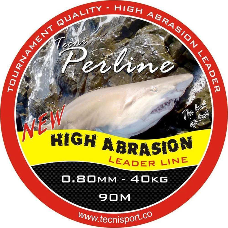 Tecni-Perline High Abrasion Trace Green 40kg label showing 0.80mm diameter and 40kg strength across 90m length.