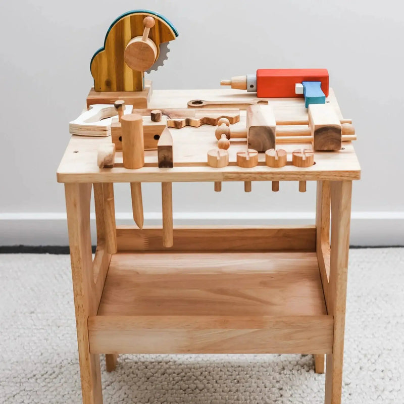 Wooden Work Bench Builder Set - QToys | Wooden Toy NZ by Curious Moonbeam