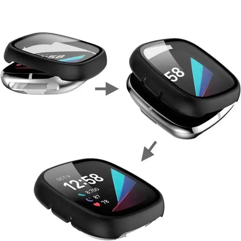 Tempered Glass Case Cover for the Fitbit Versa 3 by Habicare