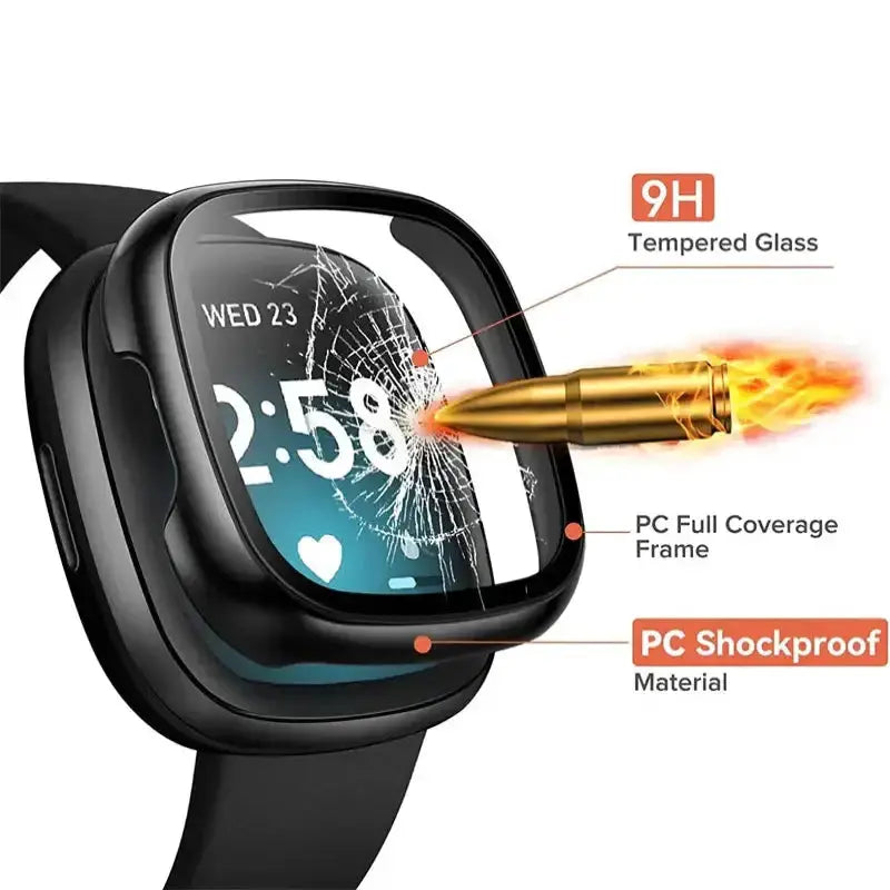 Tempered Glass Case Cover for the Fitbit Versa 3 by Habicare