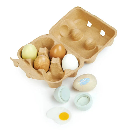 Wooden Eggs in Carton - Tender Leaf Toys | Play Food by Curious Moonbeam