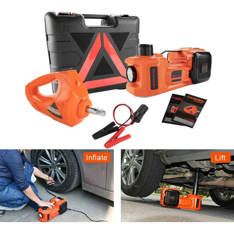 5Ton 12V Car Electric Hydraulic Floor Jack Lift + Impact Wrench Kit Box 3 in 1 by salelink.co.nz