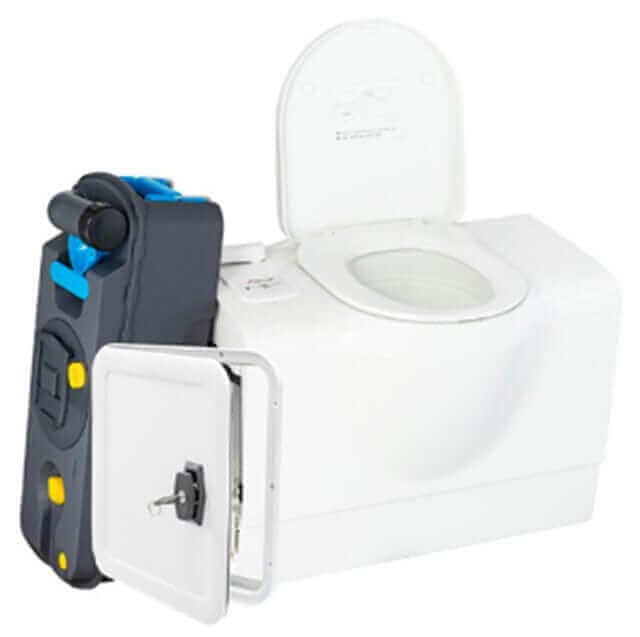 Thetford Bench Toilet C403C - Left Hand weight 8.1 kg, compact RV toilet with built-in design and convenience.