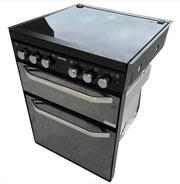 Spinflo Mirror Finish K1500 Oven with Grill showcasing modern design and features, including oven trays and controls.