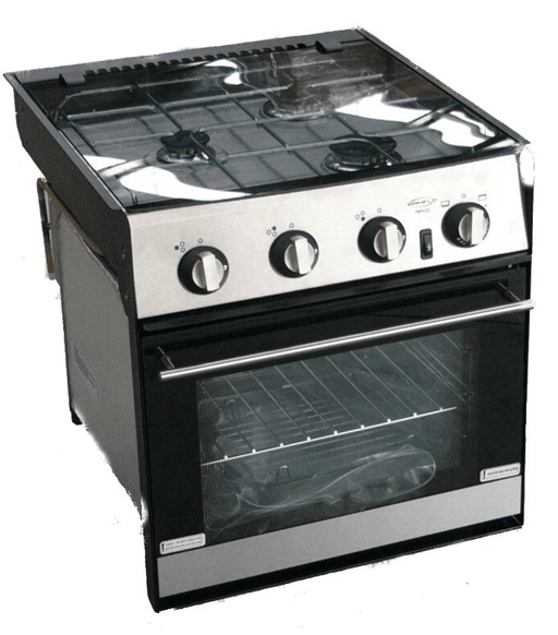 Spinflo TRIPLEX Rapid Gas 3 Burner + Oven & Grill showcasing 3 burners and seamless oven design.