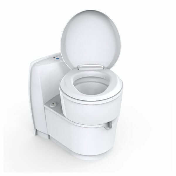 Thetford Plastic Bowl Swivel Cassette Toilet C224-CW Manual with open lid and compact design.