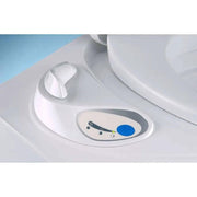 Thetford C400 Cassette Toilet Left hand opening control panel close-up.