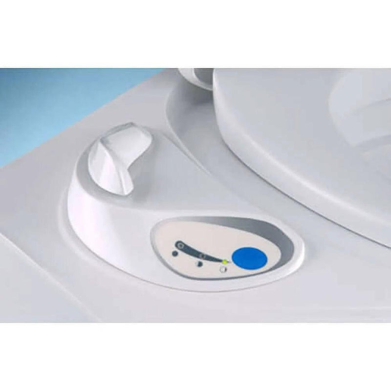 Thetford C400 Cassette Toilet Left hand opening control panel close-up.