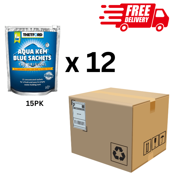 THETFORD Toilets Hygiene Thetford Aqua Kem Blue Sachets - 15Pk- Box of 12