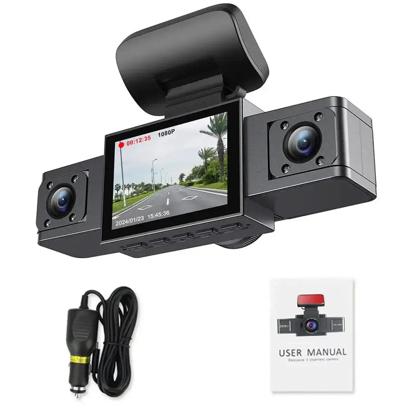 Three-Lens Car Camera with 24H Parking Monitor by Habicare