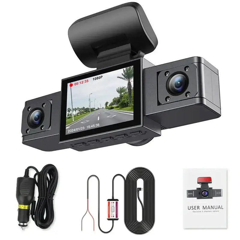 Three-Lens Car Camera with 24H Parking Monitor by Habicare