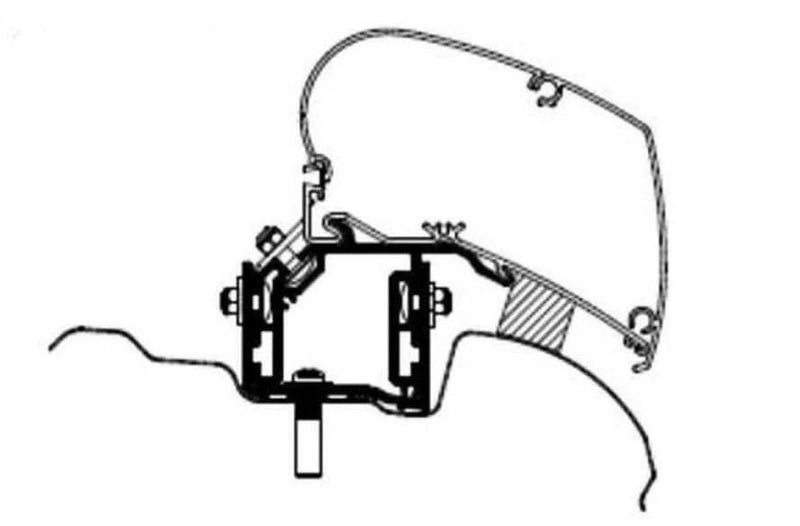 Bracket For VW Crafter 2017+ - Series 6 Awnings schematic showing blind mounting design.