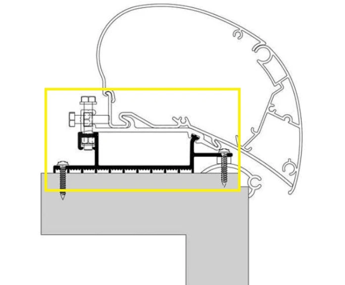 Thule Roof Top Installation Kit For 6 & 9 Series Awnings installation diagram showing mounting bracket setup.
