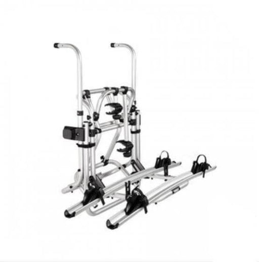 Thule Electric Lift Bike Rack with aluminum frame for easy loading and unloading of bikes.