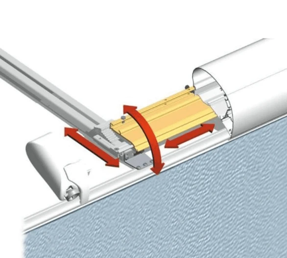 Diagram showing installation mechanism for Flat Roof Installation 6 & 9 Series 3.75 - 4.5m mounting bracket.